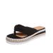 Women's Shoes Spring And Summer New Large Size Suede Herringbone Women's Thick Soled Slippers_vogvips.com