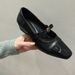 Mary Jane Shoes, Patent Leather, Color-blocked Bow, Square Toe, Nude, Light Opening Single Shoes_vogvips.com