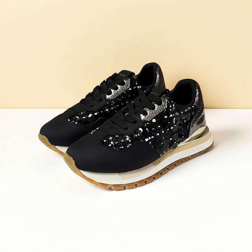 Okimoz Casual Running Sneaker Designer Shoes Black Sequin Metallic Retro Sneakers For Women Outdoor Sport Big Size_vogvips.com