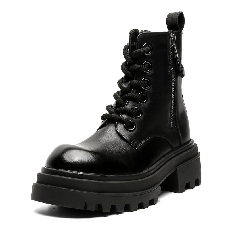 Retro Thick-soled Heightening Tooling Boots Hip-hop Locomotive Boots Niche Design Zhongbang Derby Shoes_vogvips.com