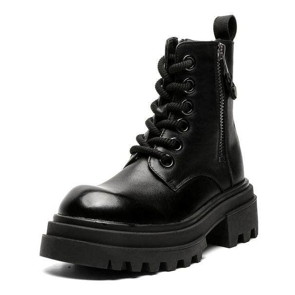 Retro Thick-soled Heightening Tooling Boots Hip-hop Locomotive Boots Niche Design Zhongbang Derby Shoes_vogvips.com