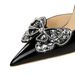 638-H23 Ultra High Heels Banquet Women's Thin Heels, Lacquer Leather, Shallow Mouth Pointed Water Diamond Bow Tie Single_vogvips.com