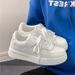 Foreign Trade Wholesale Sneakers 2023 Spring And Autumn New Thick-Soled Pure White Round-Toe Board Student Lace-Up_vogvips.com
