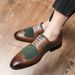 Euro Step New Business Formal Large Size 48 Men's British Brogue Color Block Youth Leather Shoes_vogvips.com