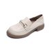 Academy Style Small Leather Shoes Women's Pearl Retro Platform Loafers Women's British Style One Pedal_vogvips.com
