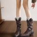Cowhide Version~5 Years New Wrinkled Genuine Leather Pile Pointed Toe French Western Cowboy Short Boots Slimming_vogvips.com
