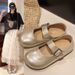 Inner Height Increase Square Head Ballet Single Shoes Retro Small Leather Shoes Literary Style One Word Buckle Mary Jane Shoes_vogvips.com