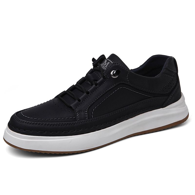 First Layer Cowhide Soft-soled Shoes Men's Shoes Breathable Thick-soled White Shoes Men's Casual Board Shoes_vogvips.com