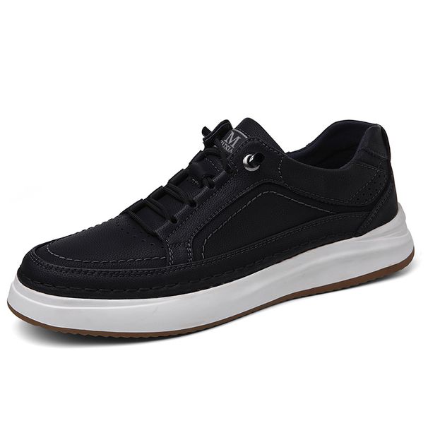 First Layer Cowhide Soft-soled Shoes Men's Shoes Breathable Thick-soled White Shoes Men's Casual Board Shoes_vogvips.com