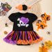 Halloween Children's Clothing Cartoon Pumpkin Skull Hoodie Dress Shoes Three-Piece Set Baby Party Outfit_vogvips.com