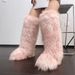 New High-top Boots, Knee-length Snow Boots,Long Furry Womens Boots Warm, Faux Fox Fur Boots, Faux Raccoon Fur Boots, Y2K Style._vogvips.com