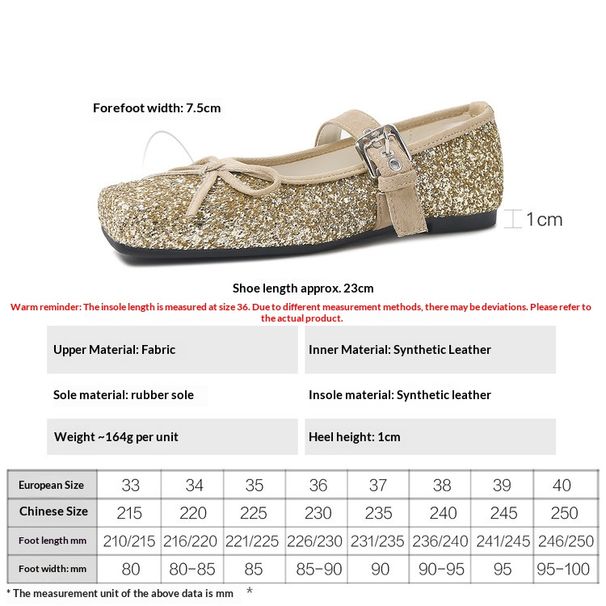 Cameido Bowknot Square Toe Sequins Mary Jane Flats For Women Spring Fairy Style Shoes_vogvips.com