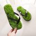 TikTok Outdoor Stylish And Cool Artificial Grass Couple Beach Flip-Flops With Thong Design For Internet Celebrities_vogvips.com