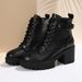 Women's British Style High Heeled Fashion Boots Side Zipper Platform Chunky Heel Plus Size Belt Buckle Martin Boots Autumn_vogvips.com