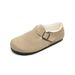for Women Winter Fleece-Lined Thick-Soled Retro Slip-On Loafers Genuine Leather Round-Toe Soft Sole Furry_vogvips.com