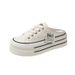 2025 Summer New Thick Soled Tall Slippers For Lazy Women, Trendy Half Dragged Fashion Casual Canvas Shoes_vogvips.com
