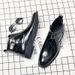 European Warm Series Fashion Glossy Martin Casual Side Zipper Pointed Leather Boots Trendy Small Men's Shoes Size 38_vogvips.com