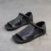 Retro Soft Leather Design For Women 2025 Summer Lightweight Flat Open-Toe Anti-Slip Roman Sandals_vogvips.com
