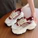 Thick Soled Dad Shoes For Women New Breathable Mesh Student Street Blasting Single Mesh Casual Red Sports Shoes_vogvips.com