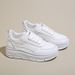 W3612 New Leather Women's Autumn White Thick Sole With Increased Height, Fashionable Casual , Versatile Board_vogvips.com