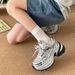 Silver Mesh Dad Shoes For Women 2025 Spring New Platform Thick Sole Height Increasing Slimming Lightweight Casual_vogvips.com
