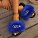 European American Style Fox Slpers, Versatile Faux Sl-on Fur Sandals For Women, Home Shoes With Flat Heel And Toe_vogvips.com