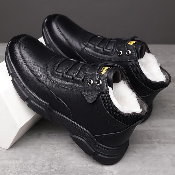 European Warm Series Men's Winter Thickened Comfortable Dad Versatile Genuine Leather Snow Boots Wool Warm Thick Sole Non-Slip Casual Shoes_vogvips.com