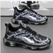 Men's Youth Sports Casual Running Shoes Breathable Leather Cushion Shock Absorbing Dad Style Height Increasing Autumn Shoes_vogvips.com