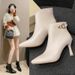 Autumn Stiletto Thin High Heels Woman Pointed Toe Pu Leather Zipper Sexy Ankle Boots_vogvips.com
