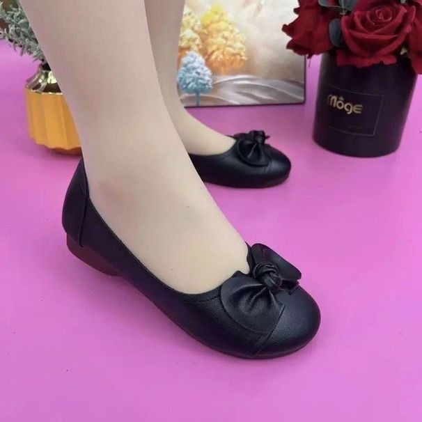 Bow Beef Tendon Soft Bottom Soft Surface Soft Leather Mother Shoes Flat Bottom Non-slip Light Mouth Single Shoes Women Are Not Tired_vogvips.com