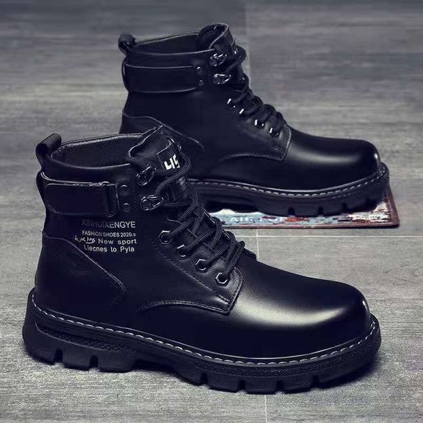 Men Military Boots Snow Boots Synthetic Leather Bohemian Flat Square Toe Lace-Up Everyday Outdoor Shoes Boots_vogvips.com