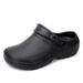 Pure Black Slippers For Men In Summer Breathable Kitchen Work Waterproof And Oil Proof Chef Men's Thick Soled Non Slip Work Safety Shoes_vogvips.com