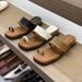 Wedge Brown French Style Toe Ring Fairy Shoes Outdoor 2025 Summer Vacation Roman Sandals_vogvips.com
