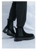 Men's Martin Large Size 46, Casual Chelsea Boots, Trendy British Style, Thick-Soled Black Suede Chimney Boots_vogvips.com