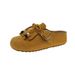 Women's Soft Soled Wedge Sandals Spring Style Suede Tassel Bow Closed Toe Outdoor Wear Thick Sole Birken Style Sandals_vogvips.com