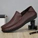 Men's Summer Shoes, Genuine Casual Breathable Slip-On Leather Soft Sole Driving Shoes_vogvips.com