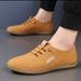 Euro Step Summer White Versatile Soft Sole Breathable Slip-On Sneakers Fashion Casual British Style Business Men's Shoes_vogvips.com