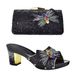 Bow Decoration Chunky Heel Round Toe Sandal Flash Diamond Pack Party Wear Shoes Bag Set_vogvips.com