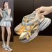 Korean Style Velcro Dad For Women 2025 Summer Student Sports Running Casual Shoes Thick Sole Height Increasing Ld017_vogvips.com