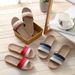 New Style Four Seasons Linen Slippers For Women Indoor Silent Lightweight Home Thick Sole Soft Sole Couple Wooden Floor Slippers_vogvips.com