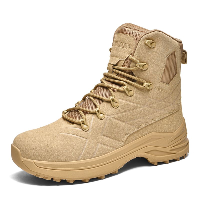 High-top Boots Men Anti-slip Lace-up Breathable Casual Sports Shoes Men Wear-resistant Lace-up Low-top Outdoor Men Hiking Shoes_vogvips.com