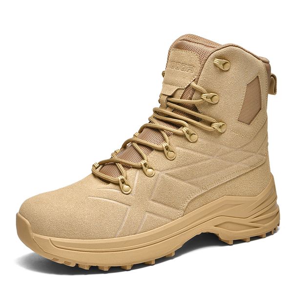 High-top Boots Men Anti-slip Lace-up Breathable Casual Sports Shoes Men Wear-resistant Lace-up Low-top Outdoor Men Hiking Shoes_vogvips.com