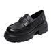 Elegant Natural Color Hand-Grab Pattern Genuine Leather Loafers For Women 2025 Spring New Thick Sole Light Luxury Retro_vogvips.com