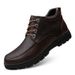 High Top Leather Shoes Gentleman's Casual Layer Large Size Fleece Boots_vogvips.com