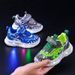 Spring And Autumn New Cartoon Children's Sports Dinosaur LED Kids For Boys Casual Light-Up Running Shoes_vogvips.com