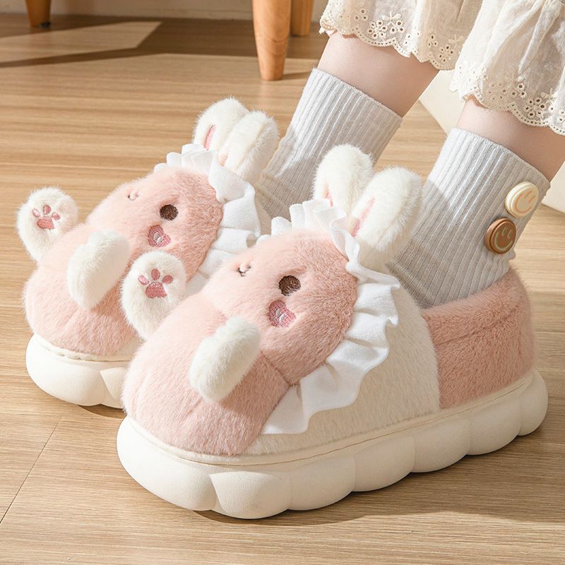 MTX High-end Winter Women, New Non-slip Warm Student Cute Cartoon Indoor Home Cotton Slippers With Heel For Men_vogvips.com