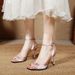 Peep Toe Sandals Stiletto Sexy 2025 New Summer Pink Bowknot Strap High Heels Women Shoes_vogvips.com