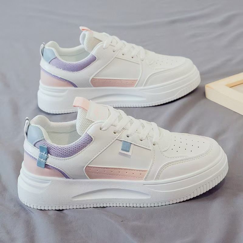 New Women S Casual Sneakers White Comfortable Platform Sports Shoes Color Blocking Wholesale_vogvips.com