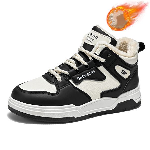 Winter Men's Shoes: High-top Fleece, Trendy And Versatile Thick-soled, Warm Cotton Shoes_vogvips.com
