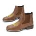 Men's Slip-On Chelsea Boots With Exotic Embossed Patterns - Breathable PU Leather Ankle Boots For Casual & Smart Wear_vogvips.com
